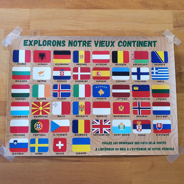 Planche d'autocollans drapeau des pays d'europe pour voiture ou van