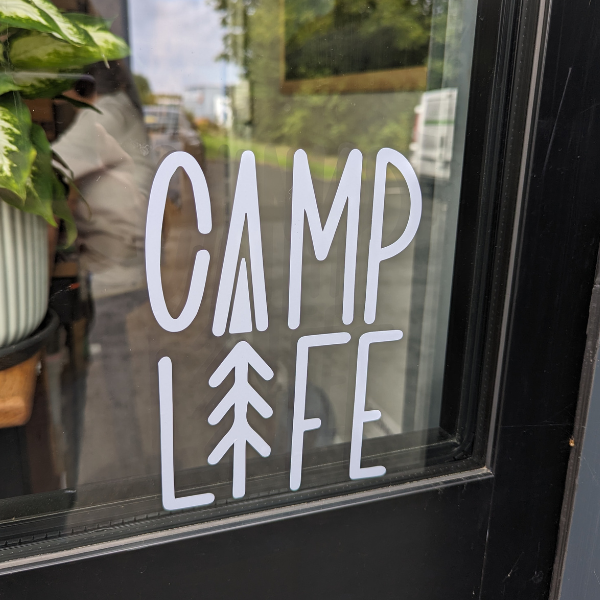 Stickers camp life blanc mat